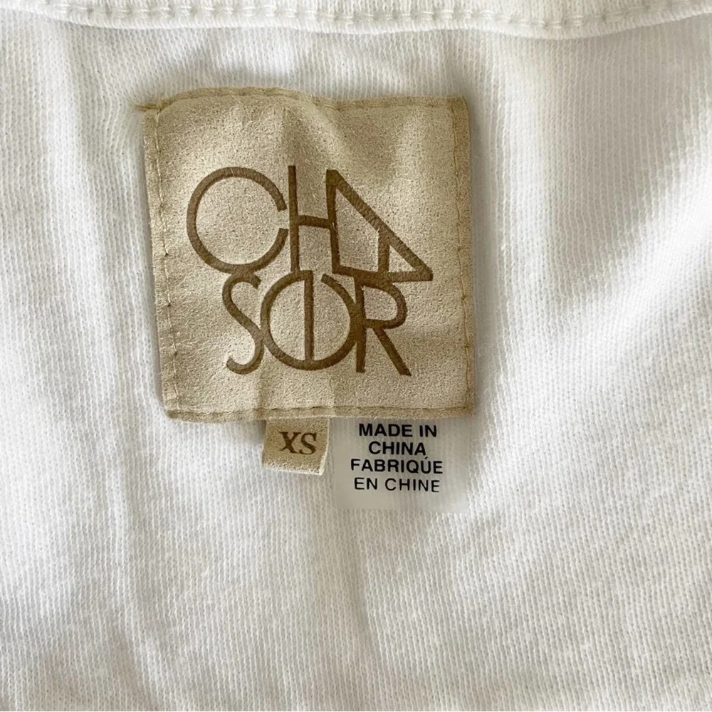 Chaser White Cotton Flutter Sleeve Tee Shirt Size Extra Small